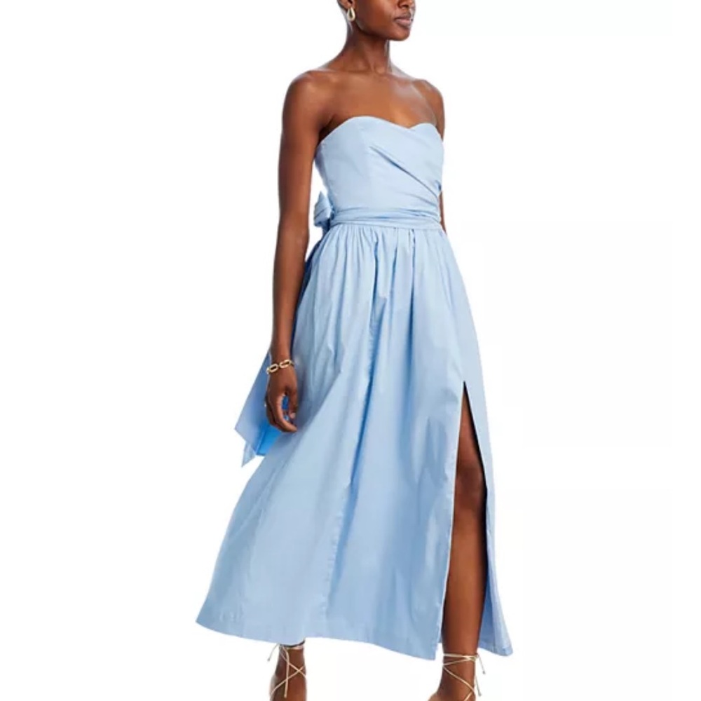 French connection blue strapless bow dress